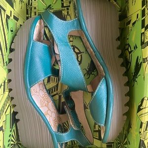 Fly London teal blue wedges